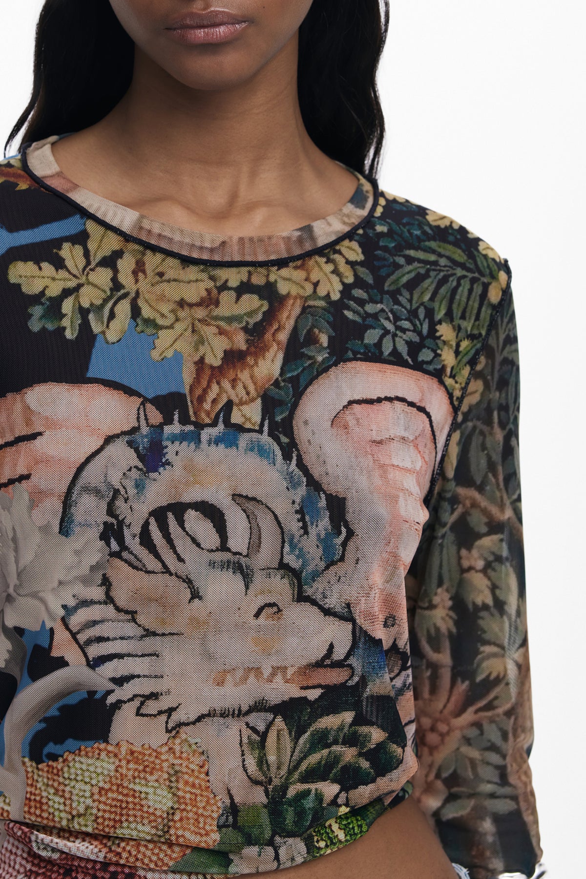 DESIGUAL T-SHIRT MANICHE LUNGHE DONNA NERO