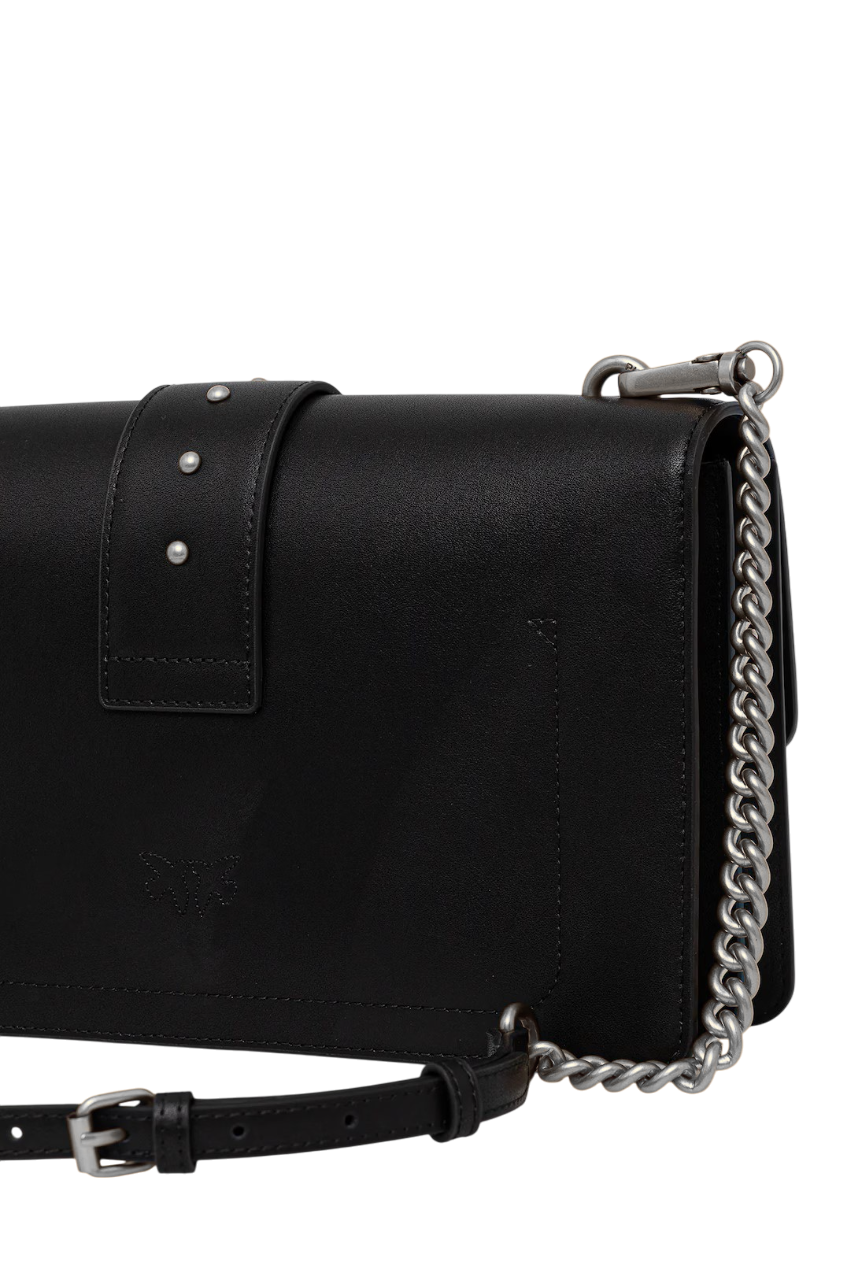 Pinko borsa a tracolla Love One Classic in pelle nero argento