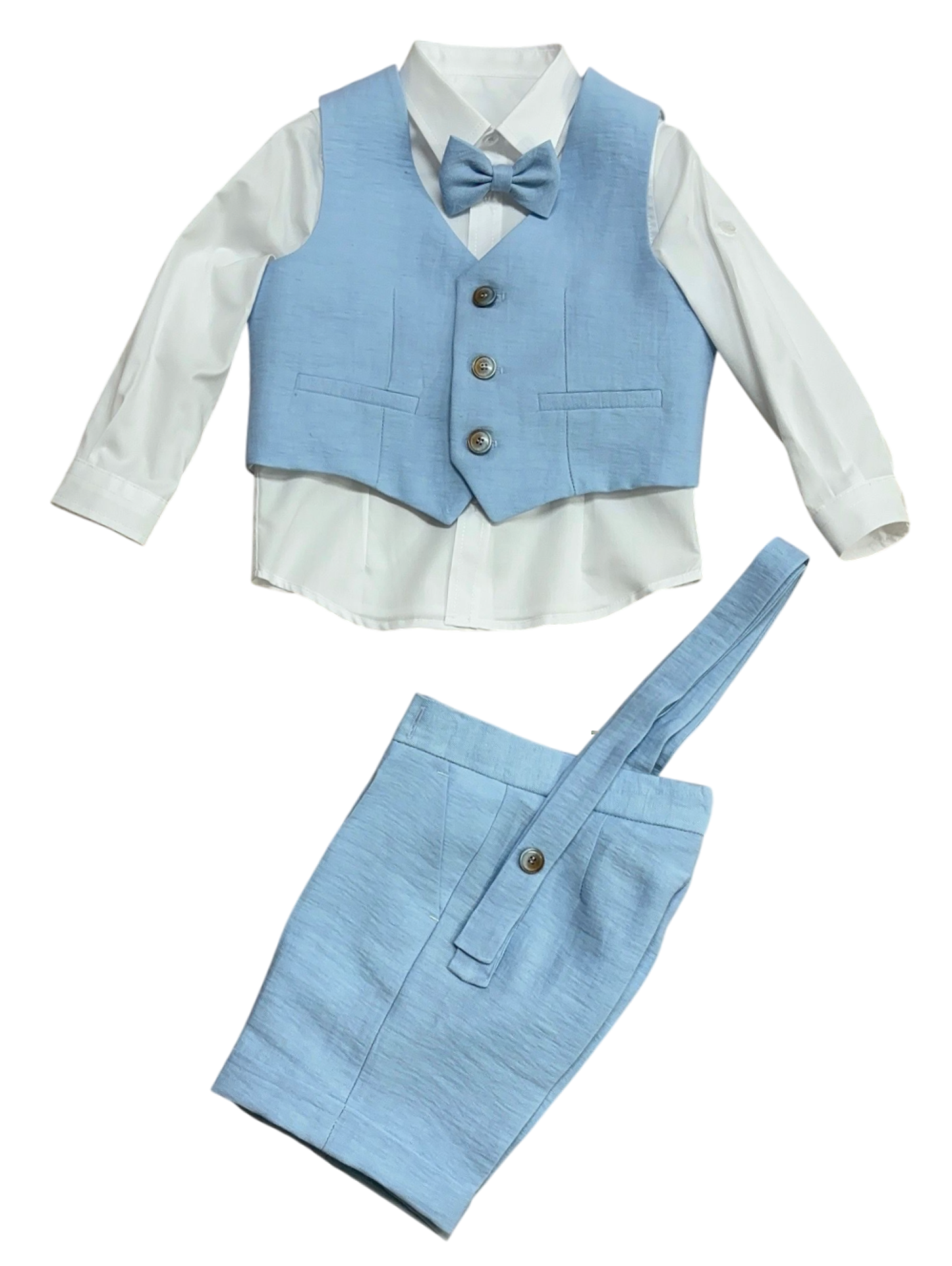 Brando completo elegante bambino in lino celeste