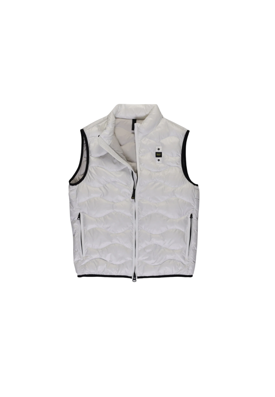 Blauer gilet imbottito Danny con trapuntatura a onde bianco