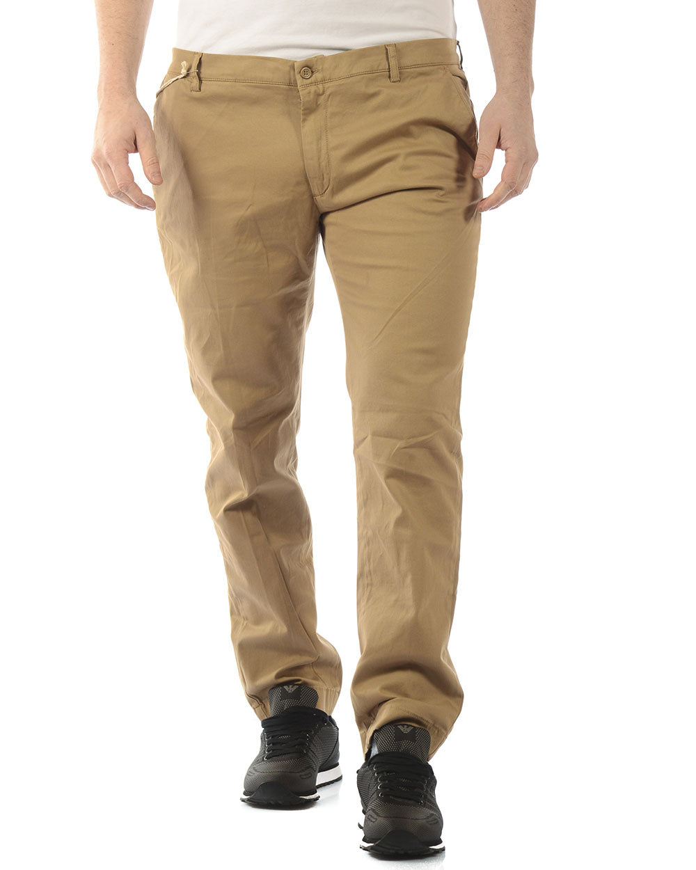 Pantaloni Beige Daniele Alessandrini Zip e Bottone - mem39