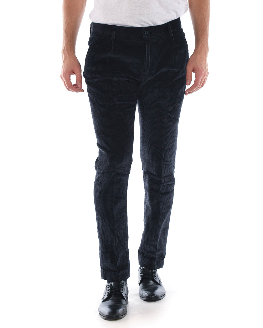 Pantaloni Daniele Alessandrini Blu Cotone ed Elastan - mem39