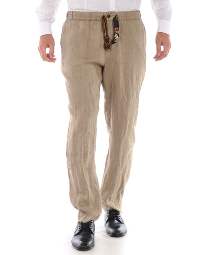 Pantaloni Beige in Lino Daniele Alessandrini - mem39