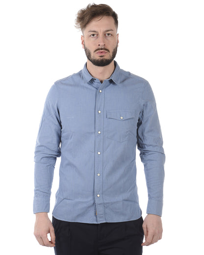 Burberry Camicia Iconica in Cotone Azzurro con Manica Lunga - mem39