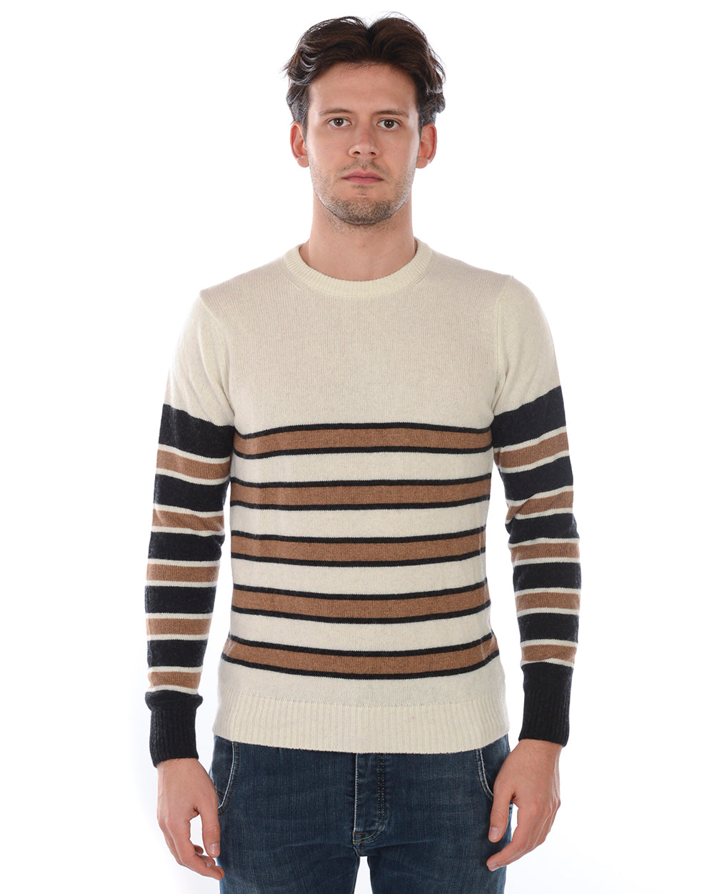 Pullover Bianco Daniele Alessandrini con Fibre di Lusso - mem39