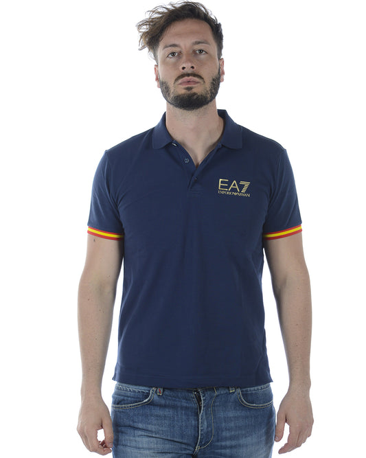 Polo Emporio Armani EA7 Blu Scuro in Cotone Elasticizzato - mem39