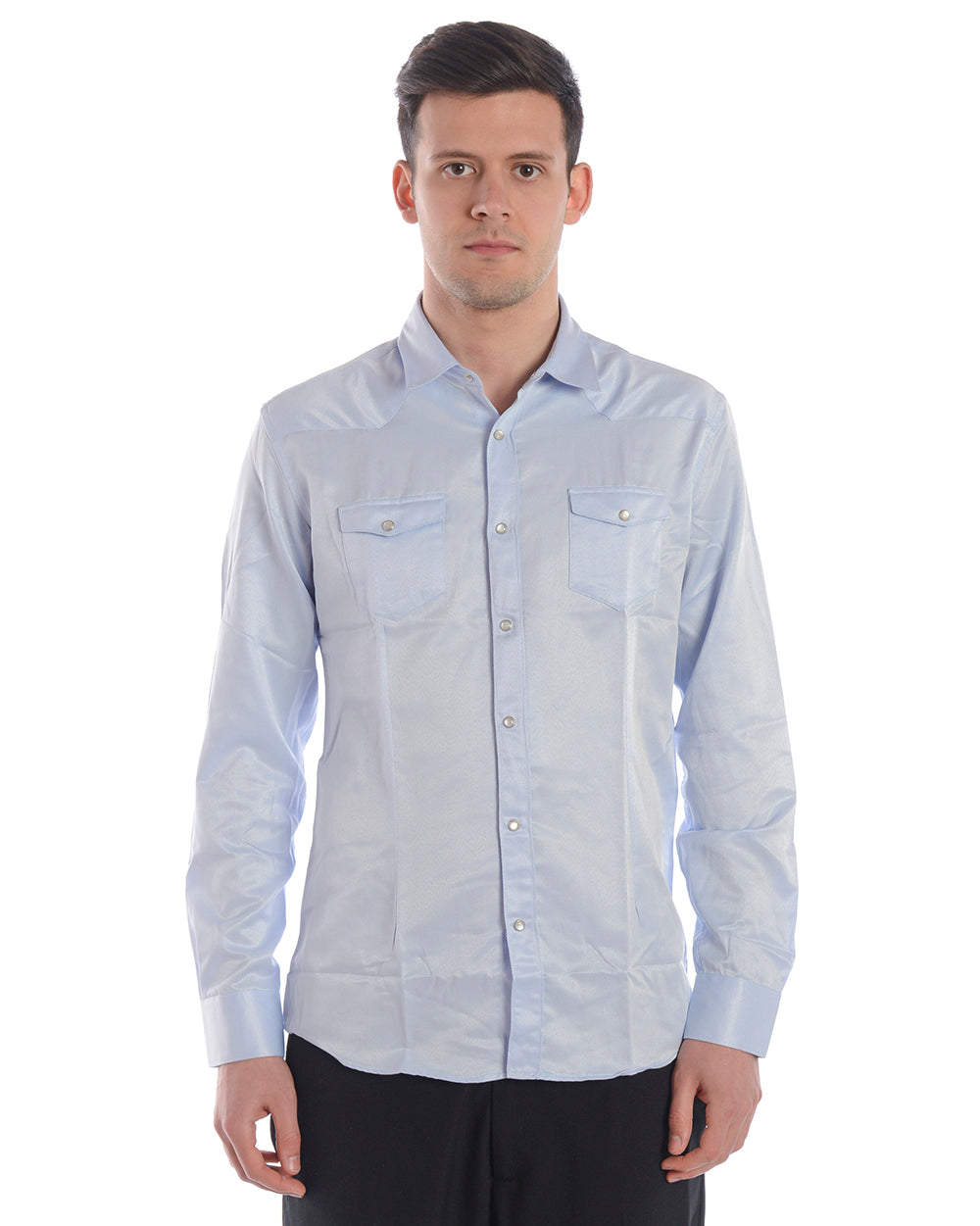 Camicia in Cotone Blu Daniele Alessandrini - mem39