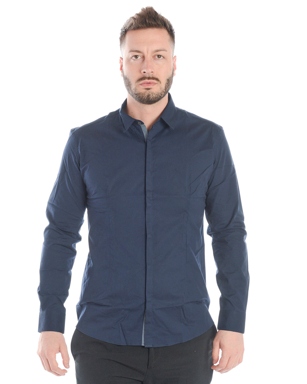 Camicia Blu Eleganza in Cotone - Daniele Alessandrini - mem39