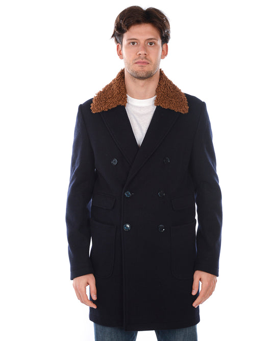 Cappotto Daniele Alessandrini Poliestere Blu - mem39