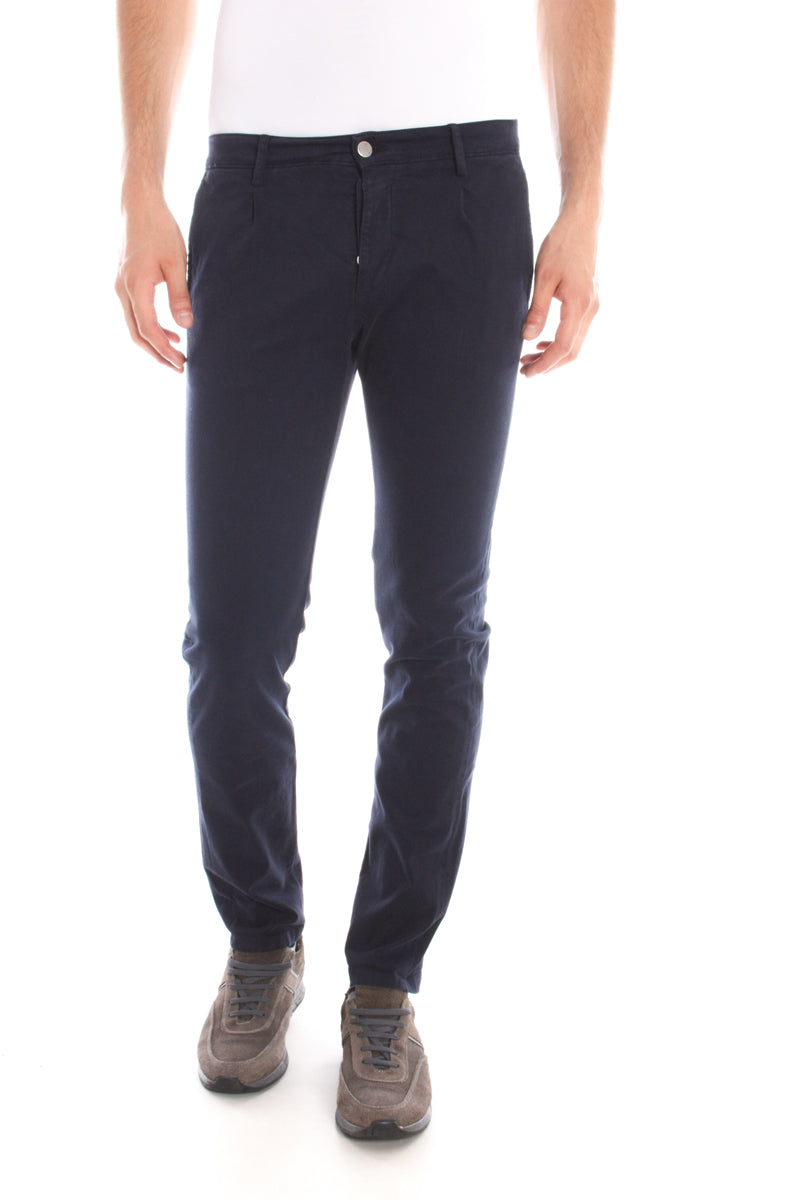 Pantaloni Blu Daniele Alessandrini in Cotone ed Elastan M - mem39