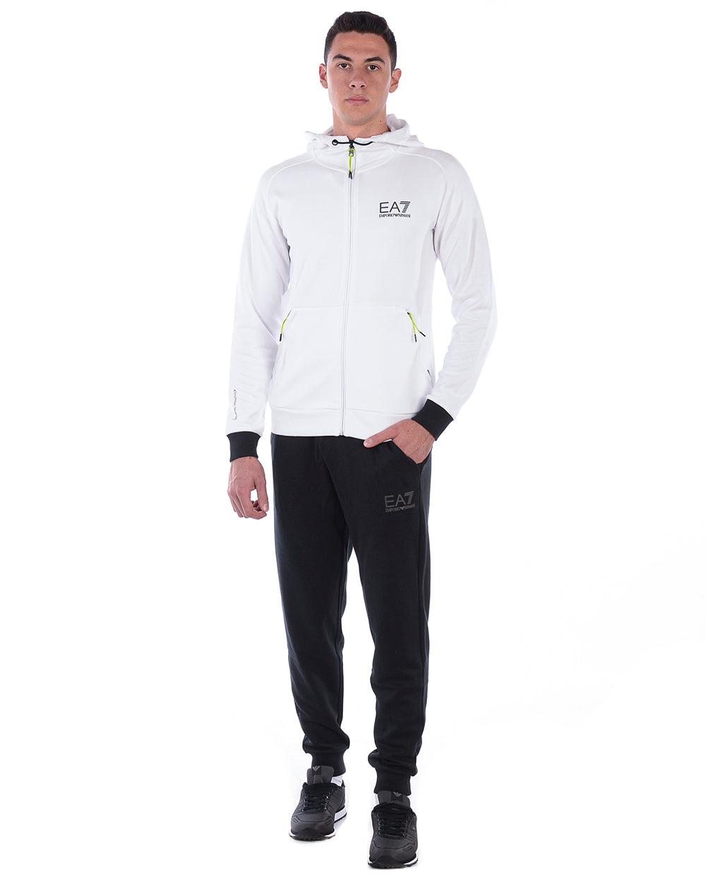 Tuta Sportiva Uomo EA7 Armani Bianca L - Felpa Zip e Cappuccio - mem39