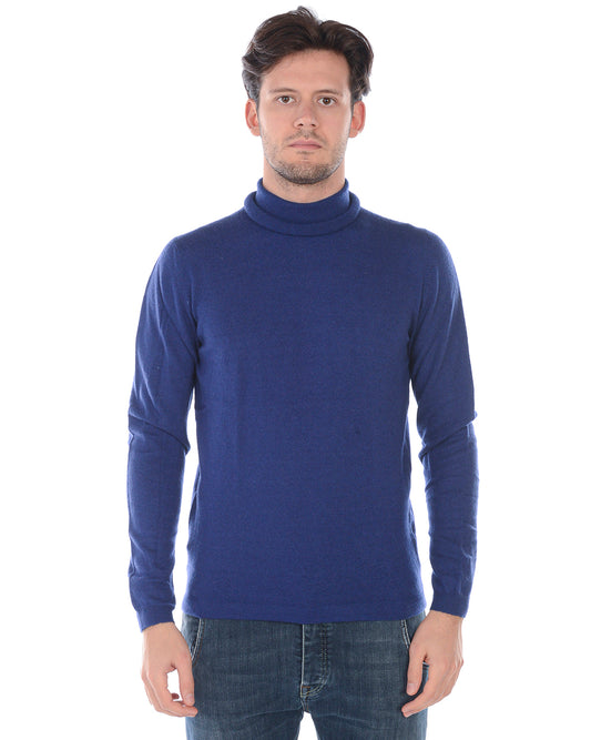 Elegante Maglia Daniele Alessandrini Blu M in Lana e Cashmere - mem39