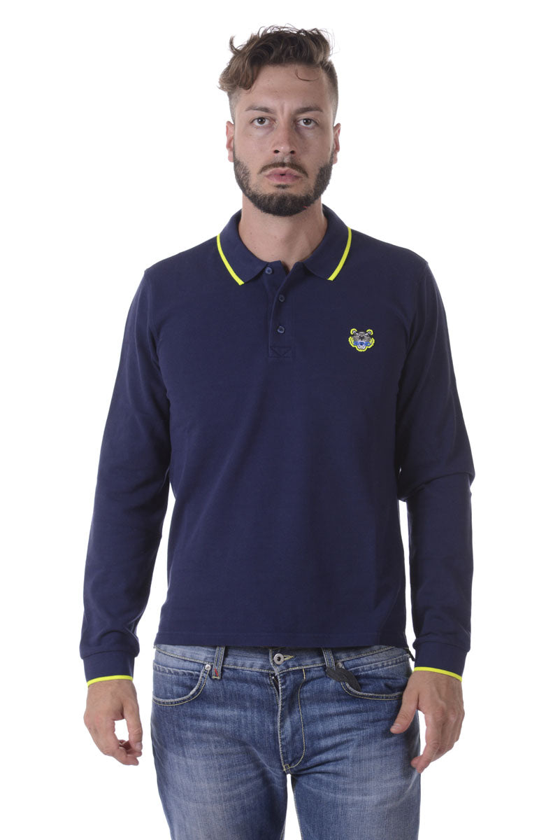 Polo Kenzo Blu in Cotone con Manica Lunga - mem39