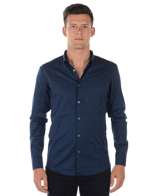 Camicia in Cotone Blu Daniele Alessandrini - mem39