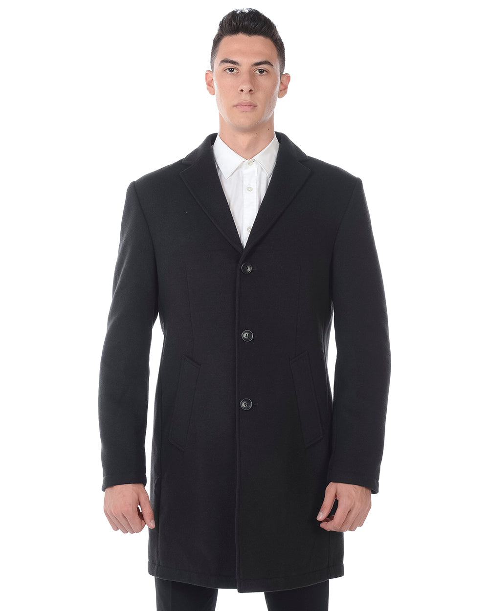 Cappotto Nero Eleganza Essenziale Daniele Alessandrini - mem39