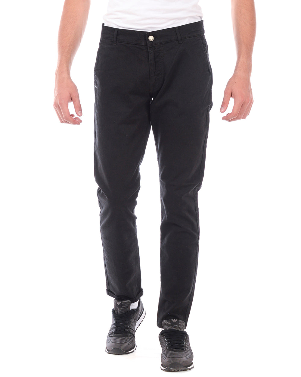 Pantaloni Daniele Alessandrini Nero Cotone Elastan - mem39