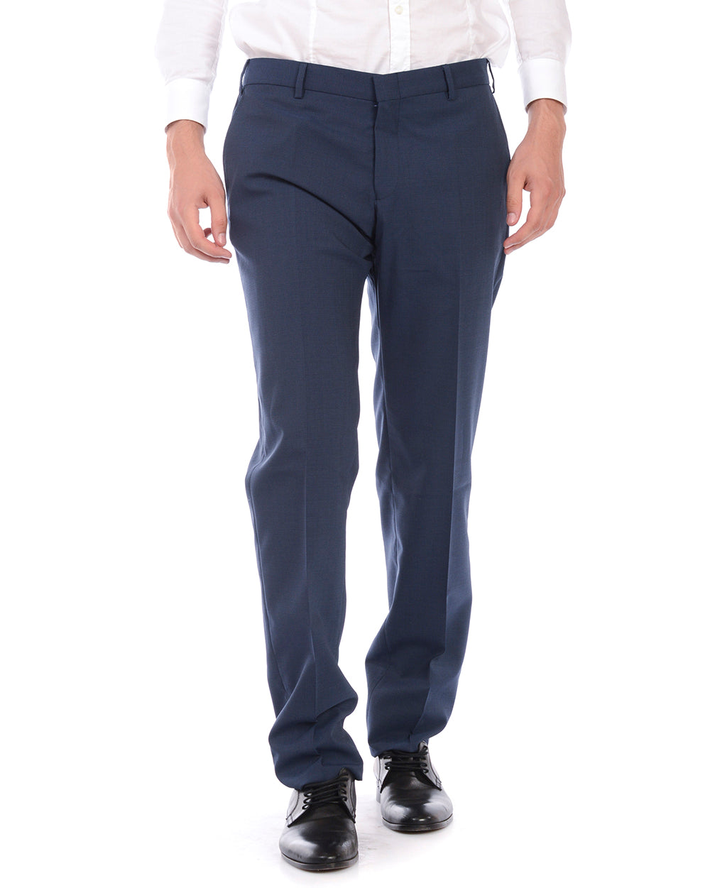 Pantaloni Blu Poliestere Lana Elastan Daniele Alessandrini - mem39