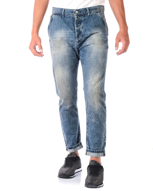 Jeans Daniele Alessandrini Blu Chiusura con Bottoni - mem39