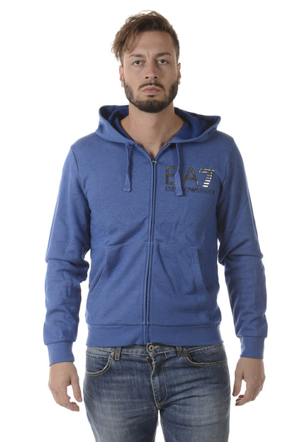 Felpa EA7 Blu con Zip e Cappuccio - Emporio Armani - mem39