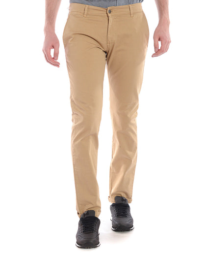 Pantaloni Beige Daniele Alessandrini con Chiusura a Zip e Bottoni - mem39