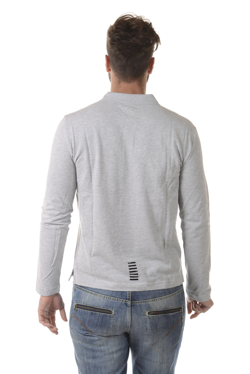 Polo Manica Lunga in Cotone Grigio EA7 Emporio Armani - mem39