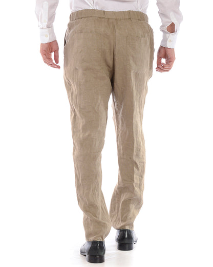 Pantaloni Daniele Alessandrini Beige in Lino - mem39