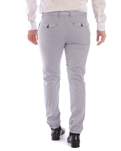 Pantaloni Daniele Alessandrini Blu Bianco - mem39