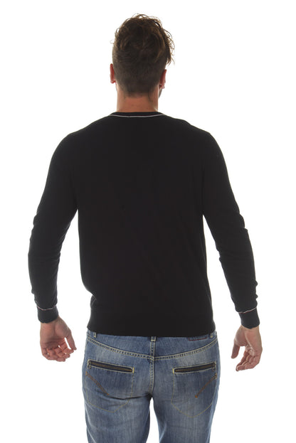 Maglia Nero Cotone con Colletto a V - Armani Jeans - mem39