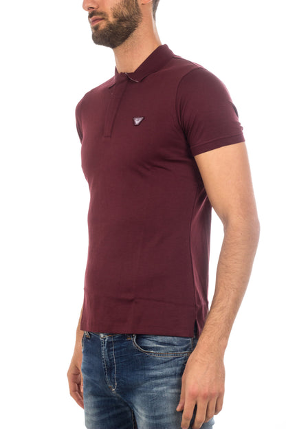 Polo Armani Jeans Bordeaux Scuro con Logo - mem39