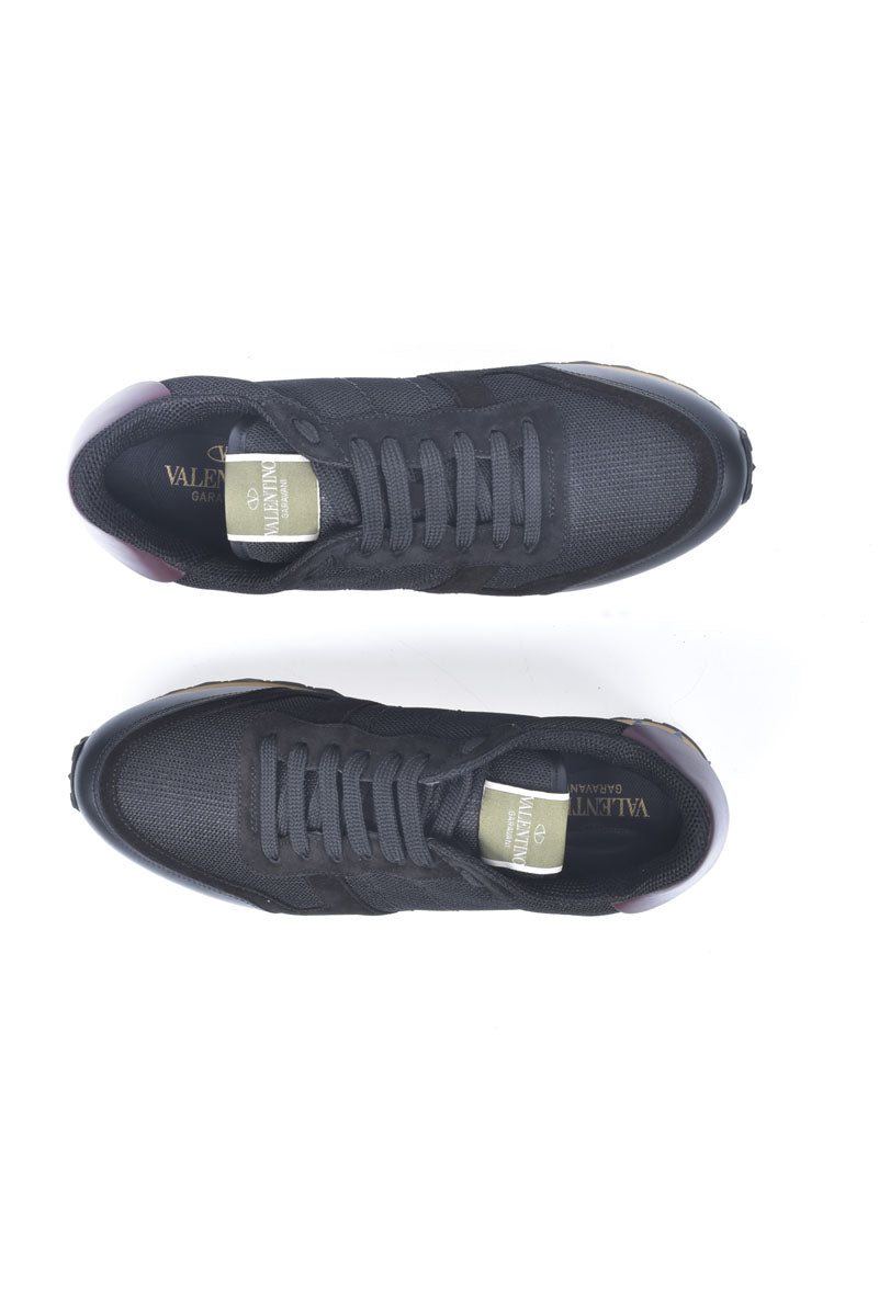 Sneakers Valentino Pelle e Tessuto - Nero e Arancione - mem39