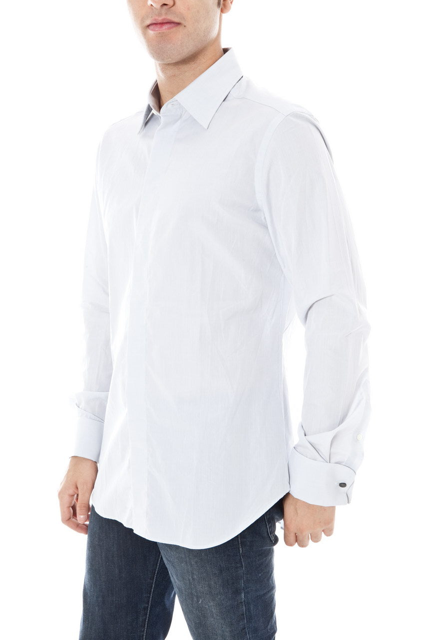 Elegante Camicia Armani Collezioni Grigio Scuro con Copribottoni - mem39