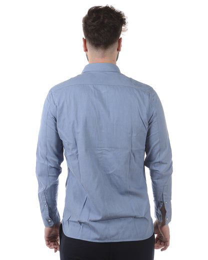 Burberry Camicia Iconica in Cotone Azzurro con Manica Lunga - mem39