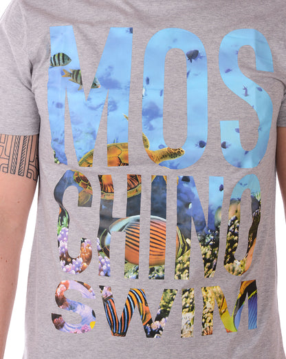 T-shirt Moschino Swim Grigia Stampata - mem39