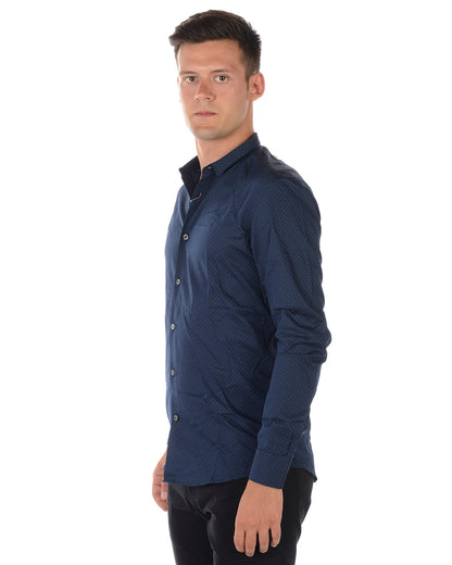 Camicia in Cotone Blu Daniele Alessandrini - mem39