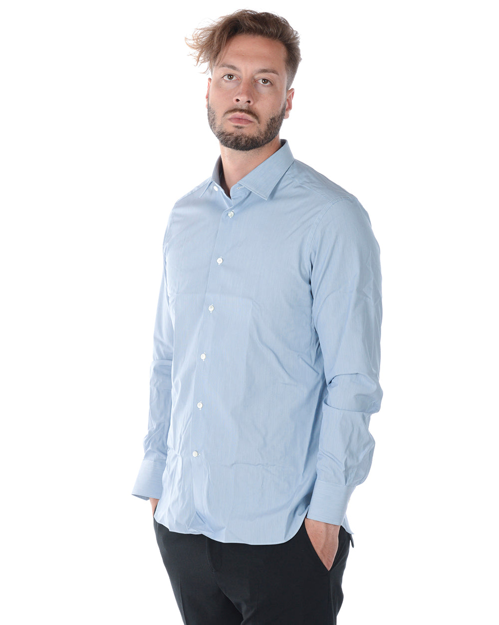 Camicia Zegna Cotone Azzurra 38 - mem39