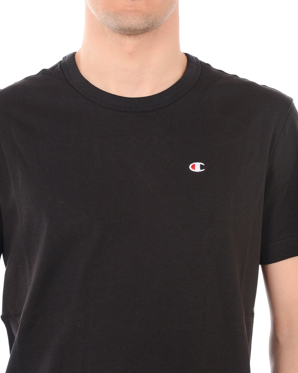 T-shirt Champion Grigia con Logo Ricamato - mem39