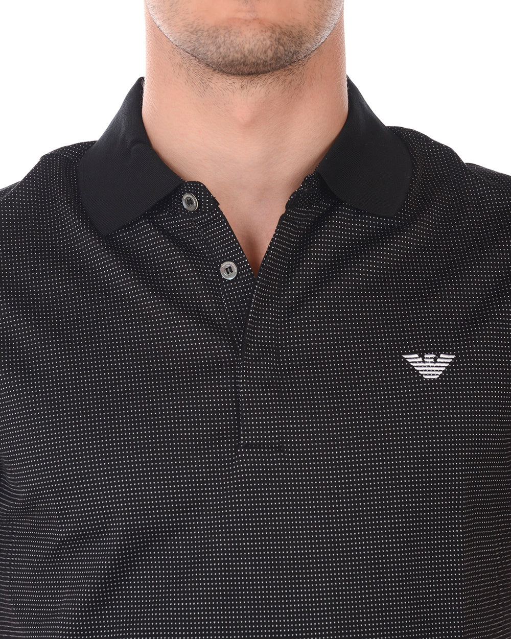 Polo Nero Cotone con Logo Aquila - Emporio Armani - mem39