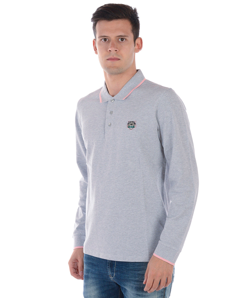 Polo Kenzo Grigio Chiaro Maniche Lunghe - mem39