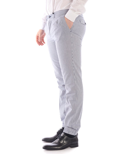 Pantaloni Daniele Alessandrini Blu Bianco - mem39