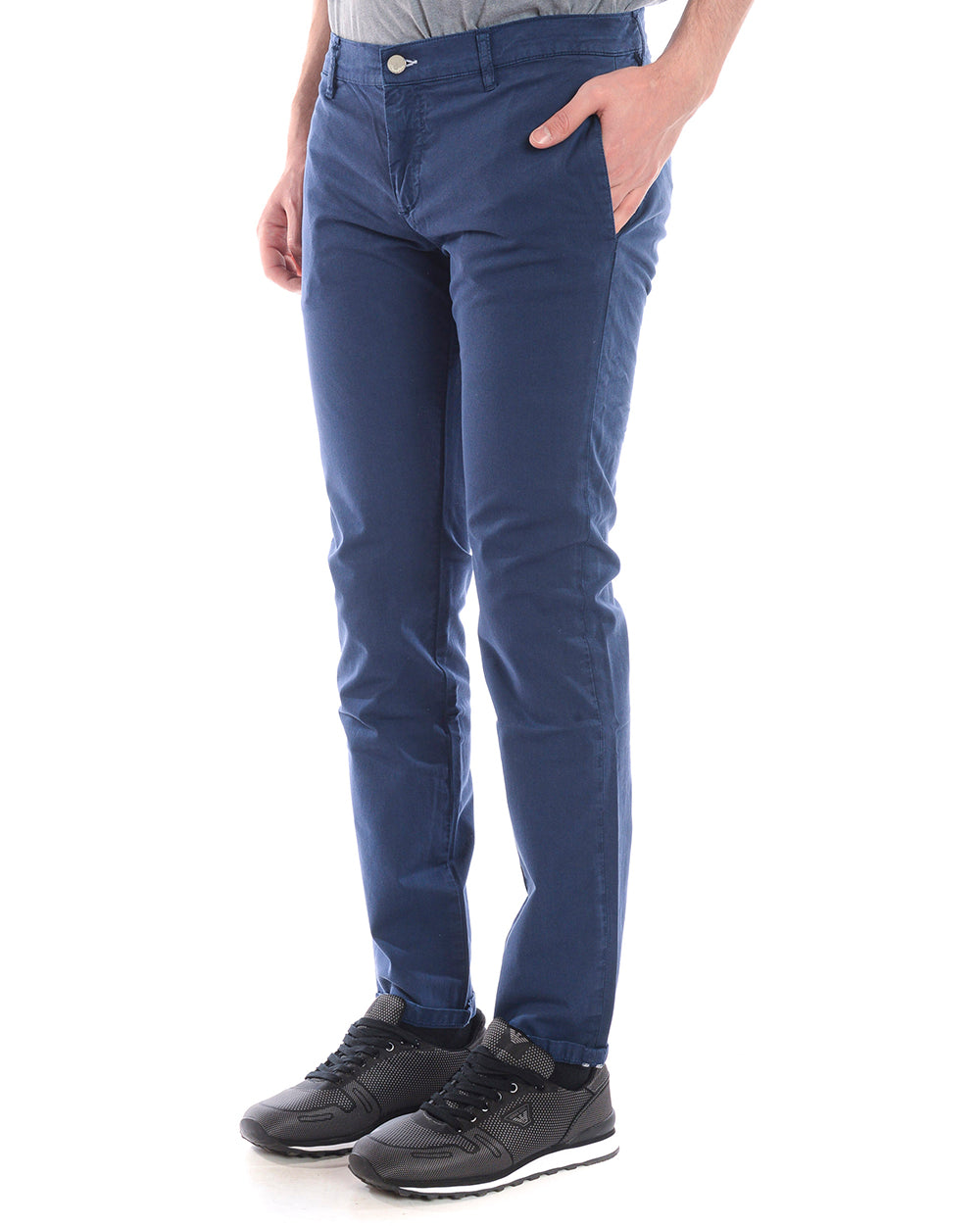 Pantaloni Blu M Cotone Elastan Daniele Alessandrini - mem39