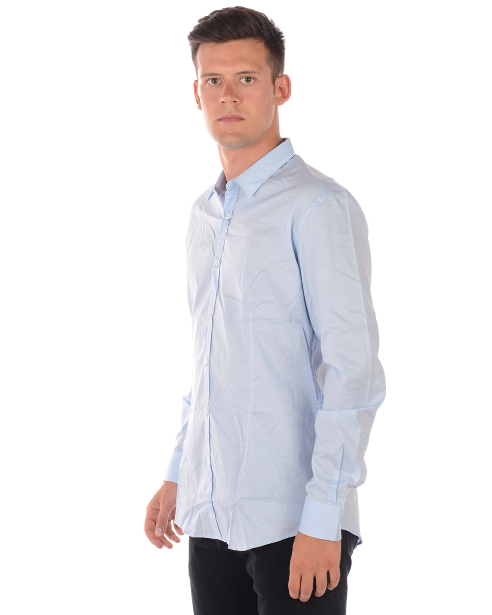 Camicia Daniele Alessandrini Azzurra con Elastan - mem39