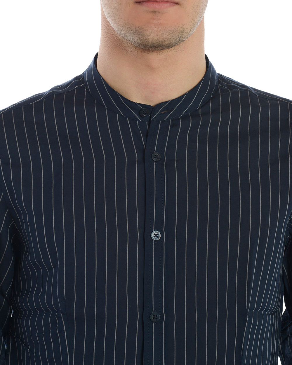 Camicia Daniele Alessandrini Blu in Lyocell con Manica Lunga - mem39