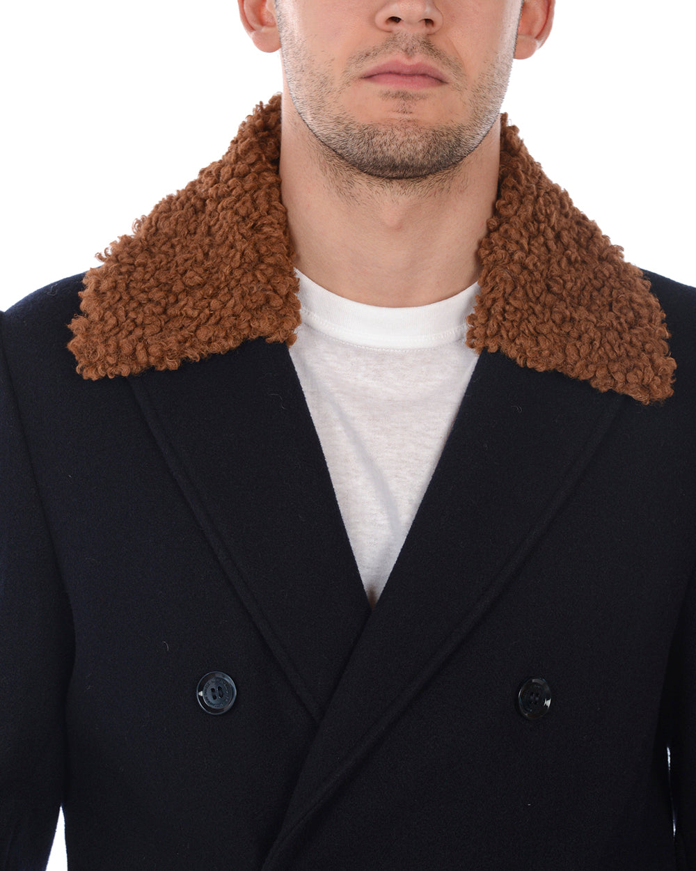 Cappotto Daniele Alessandrini Poliestere Blu - mem39