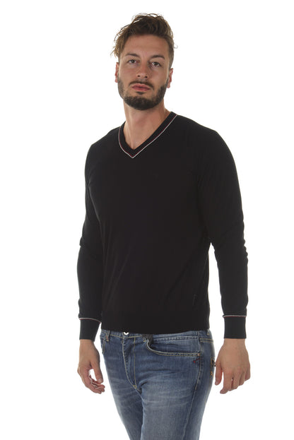 Maglia Nero Cotone con Colletto a V - Armani Jeans - mem39