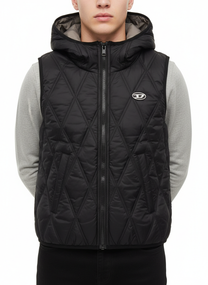 Diesel gilet imbottito con cappuccio Jfossir nero