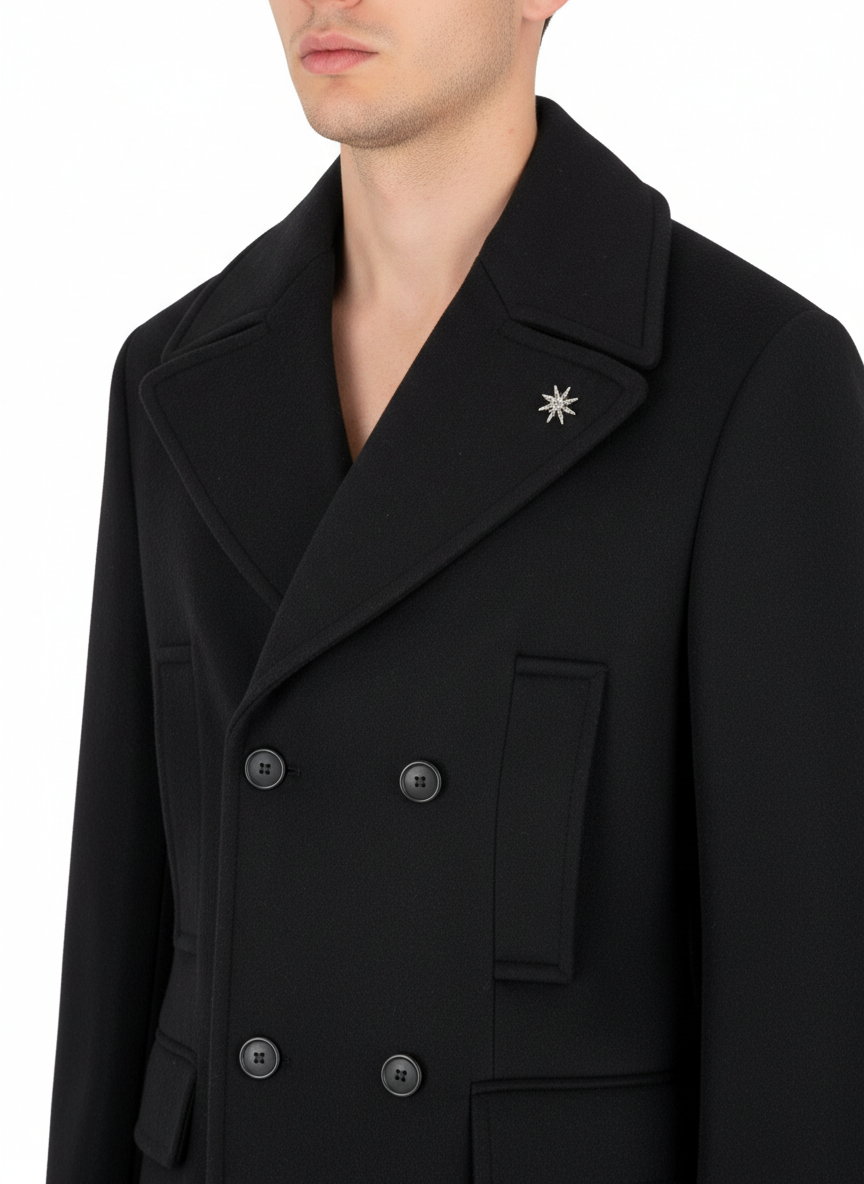 Manuel Ritz cappotto doppiopetto in panno misto lana blu