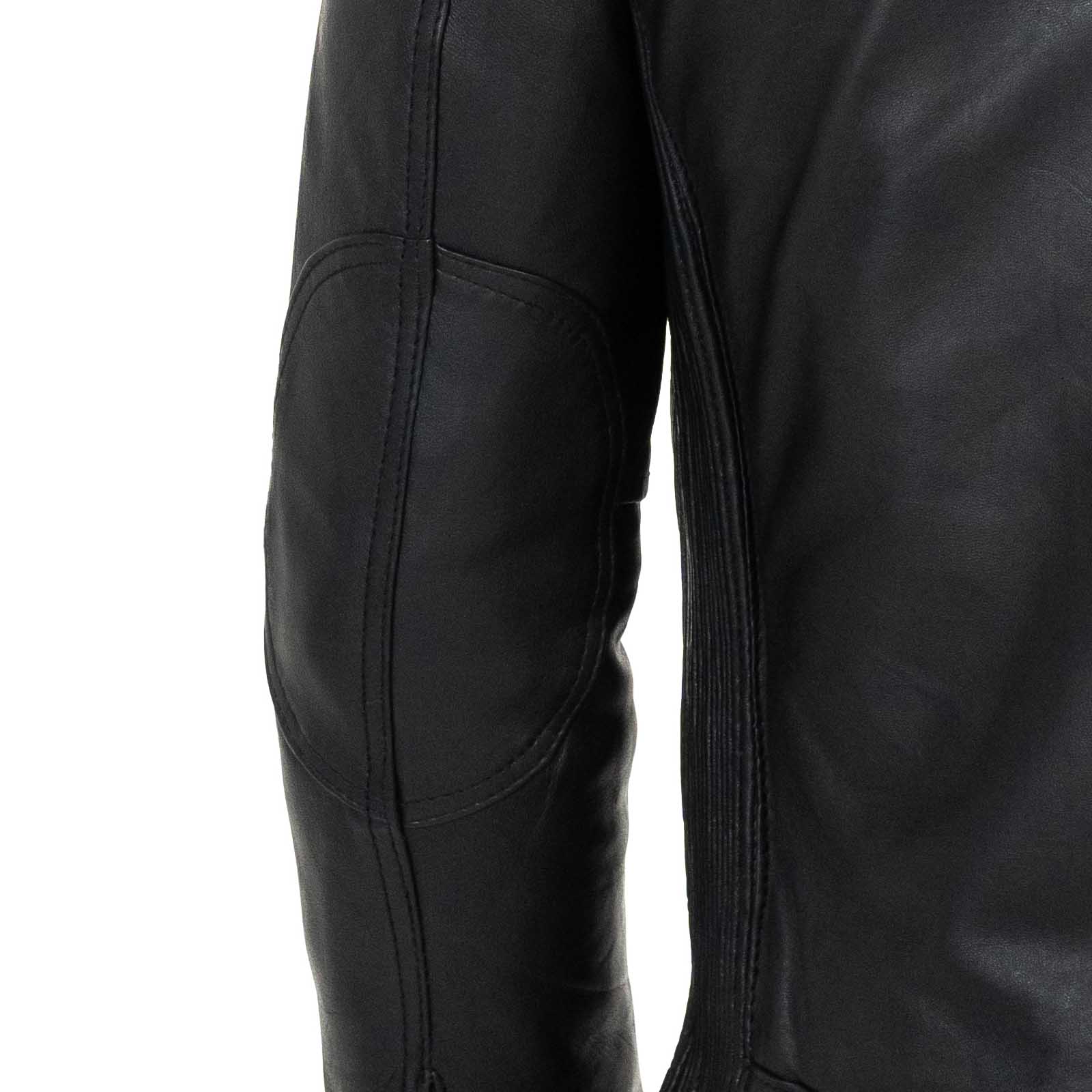Biker Giacca In Vera Pelle Nera Uomo Slim Particolari Spalle Rindway - mem39
