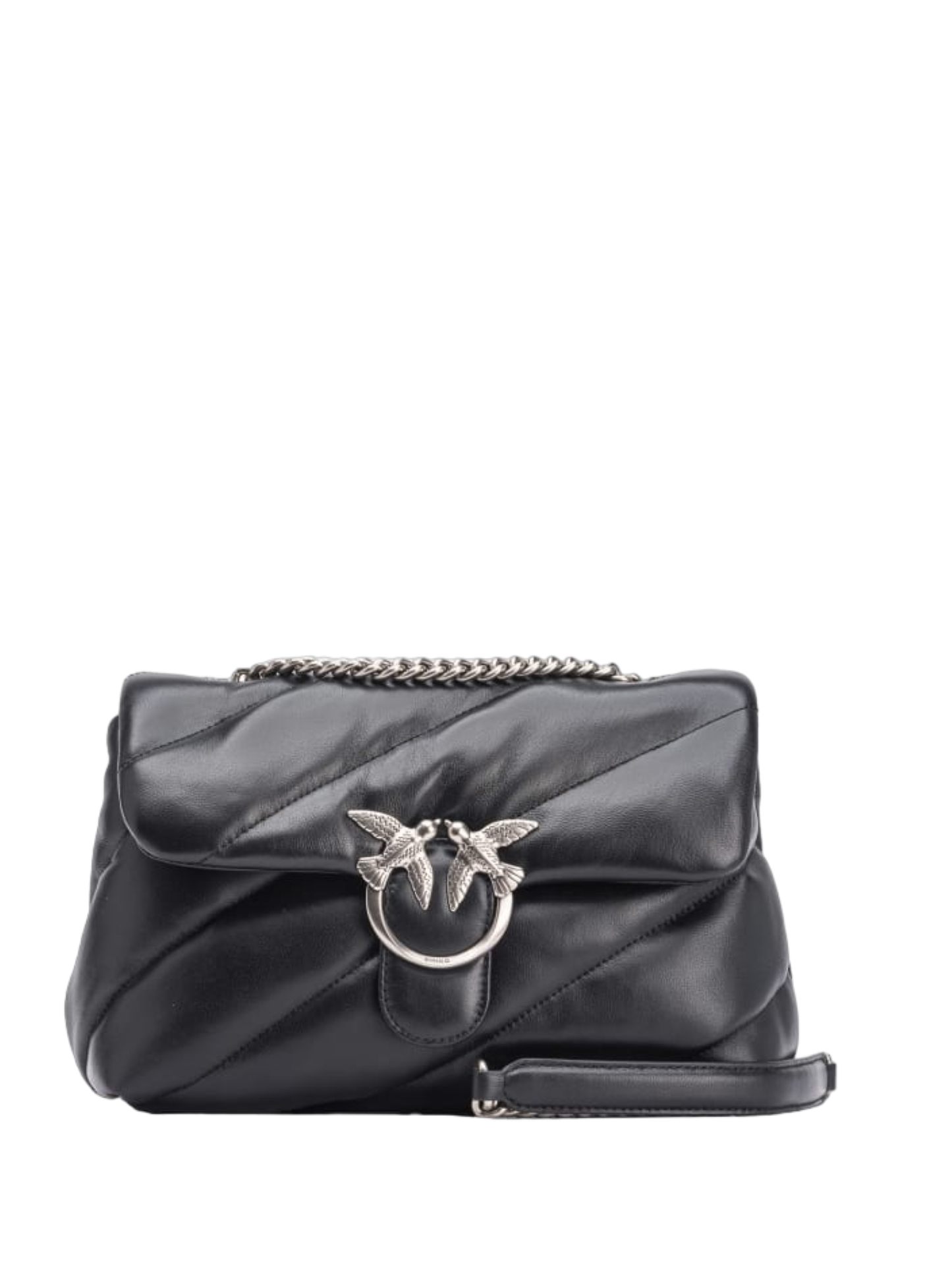 Pinko borsa Love Bag Puff Classic in pelle trapuntata nero argento