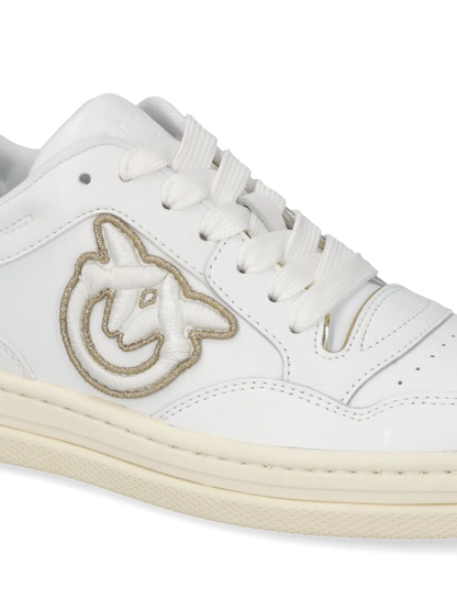 Pinko sneakers Mandy in pelle con logo Love Birds bianco oro