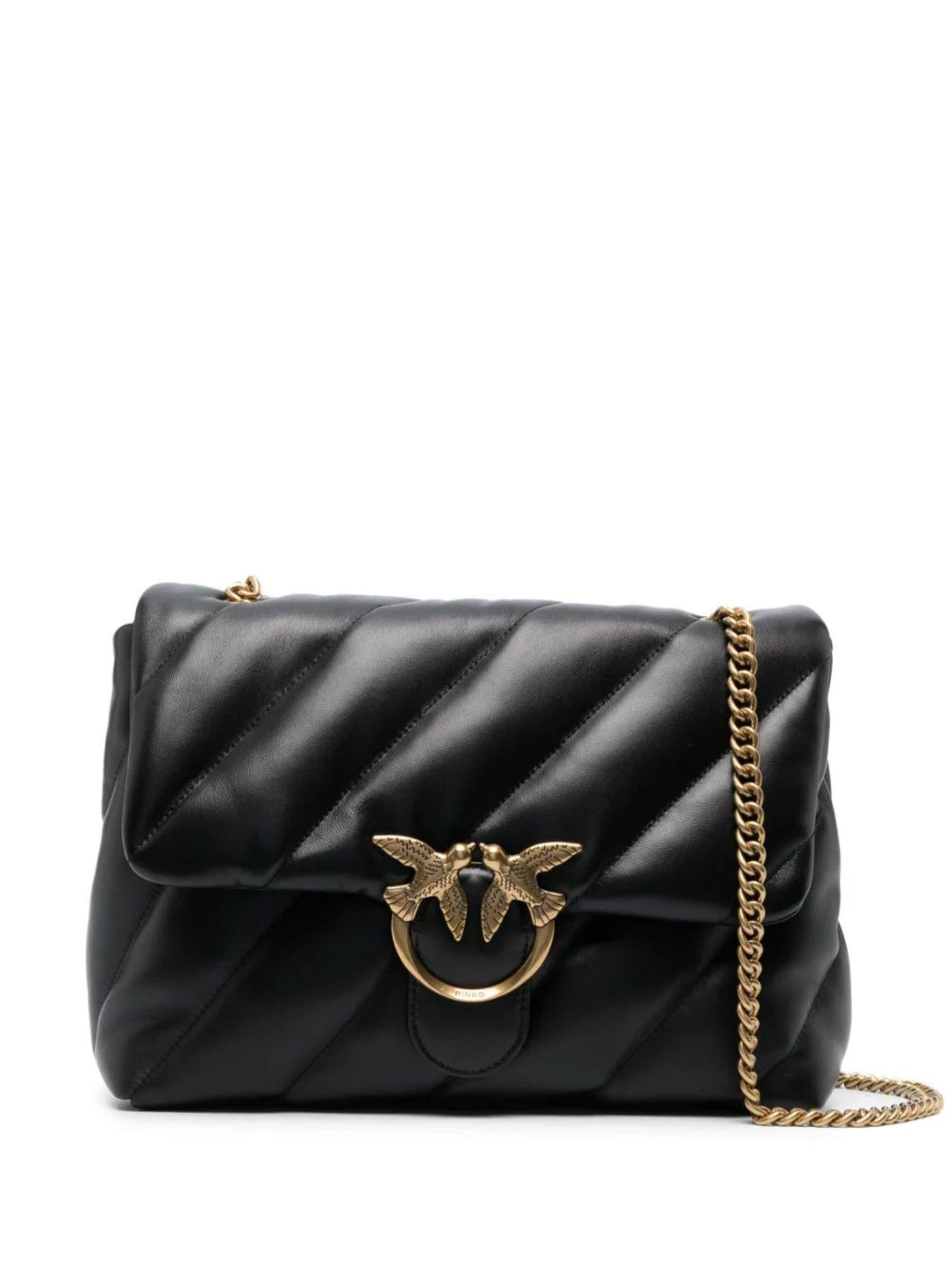 Pinko borsa Love Big Puff Maxi Quilt in pelle trapuntata nero oro